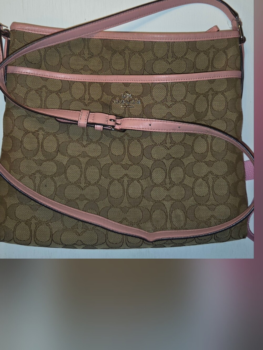 Coach Outline Signature File Bag Petal Pink Crossbody 2010's